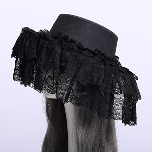 COSDREAMER Gothic Victorian Hat in White & Black Lace