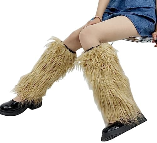 Solyinne Faux Fur Leg Warmers for Women Party Accessory Set