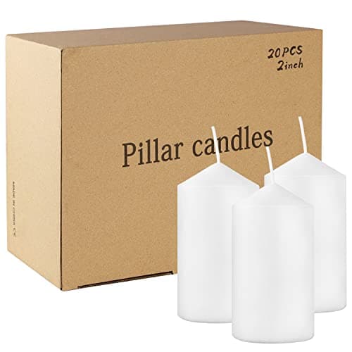 20-Pack High White 2x4 Unscented Pillar Candles Ideal for Weddings & Emergencies