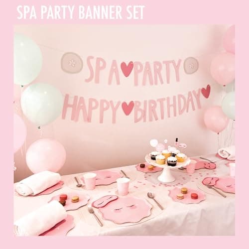Pre-Strung Pink Happy Birthday & Spa Party Banner Set