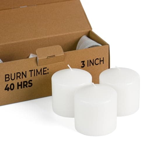 CANDWAX 3x3 White Pillar Candles Set - Elegant Unscented Candles for Home Relaxation