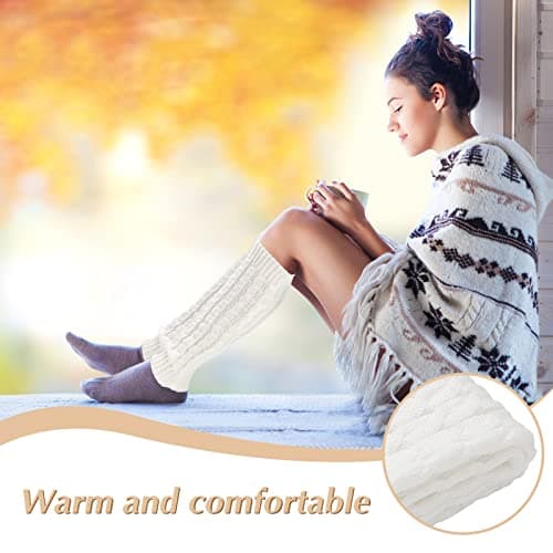Satinior Women's Cable Knit Leg Warmers Winter Knee Stockings Cuffs