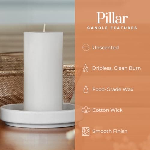 Simply Soson 10-Pack 2x4" White Unscented Pillar Candles Dripless Ideal for Weddings, Parties, HomeDecoration