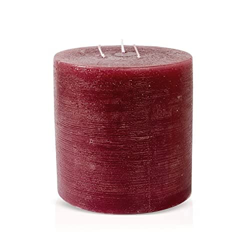 Bask Large Unscented 6-Inch 3-Wick Pillar Candles for Home and Events - White