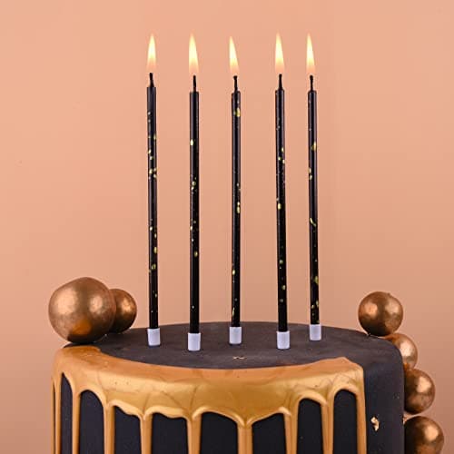PHD CAKE Black Gold Long Thin Birthday Candles
