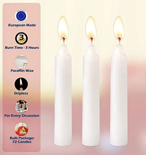 Ner Mitzvah Classic White 4-Inch Candles - 72 Pack for Shabbat and Beyond