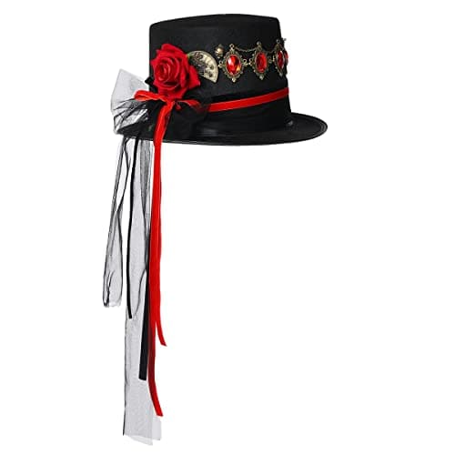 COSDREAMER Unisex Steampunk Gothic Punk Magician Hat with Feather
