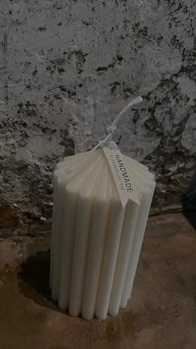 Roman Column Ribbed Pillar Candle Set, Scented Soy Wax, Hand-Poured