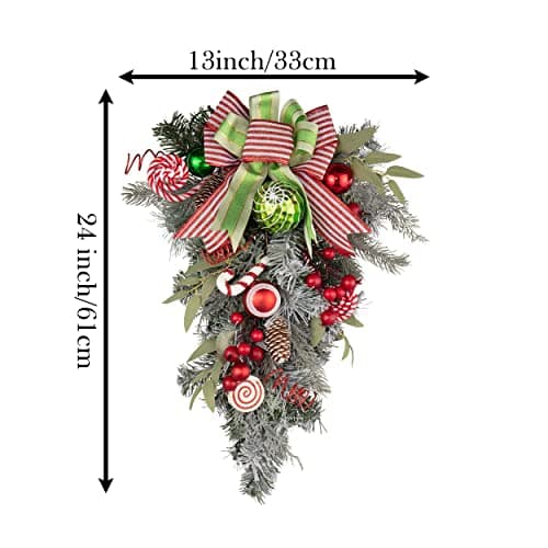 Valery Madelyn 24 Inch Red Green White Outdoor Elf Mailbox Swag with 20 LED Lights