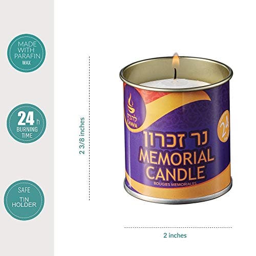 Tribello 1 Day Yahrzeit Memorial Candles - 30 Pack for Ner Neshama