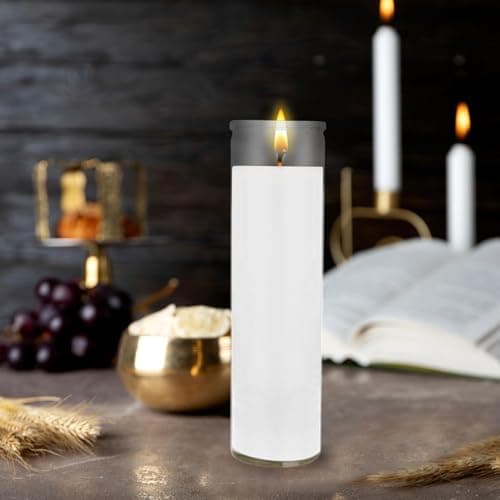 Aspen Brands Classic White Devotional Candles, Set of 6, 8-INCHES Tall