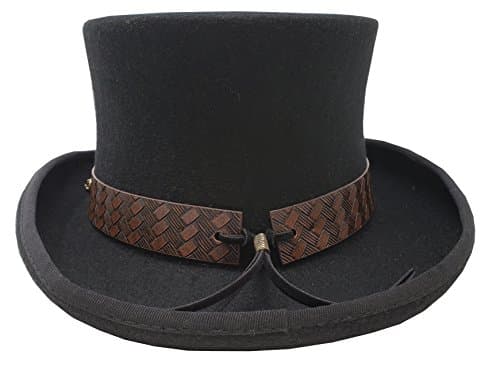 Different Touch 100% Wool Victorian Steampunk Top Hat with Leather Band