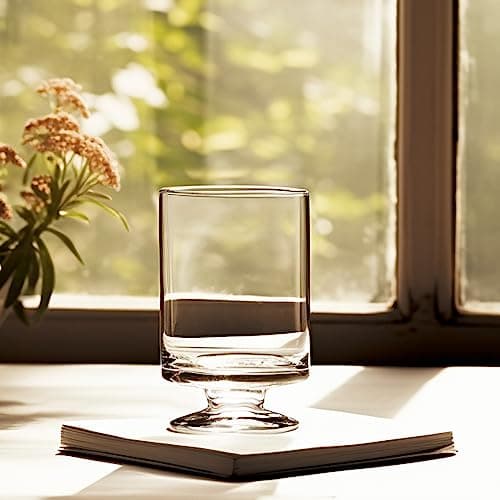 CYS EXCEL Glass Hurricane Pillar Candle Holders (2 PCS) | Short Stem Vases