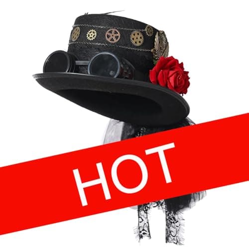 COSDREAMER Unisex Steampunk Gothic Punk Magician Hat with Feather