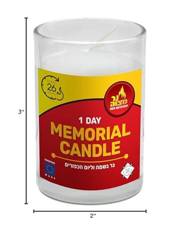 6 Pack 24 Hour Kosher Ner Mitzvah Yahrtzeit Memorial Candle Glass Jar