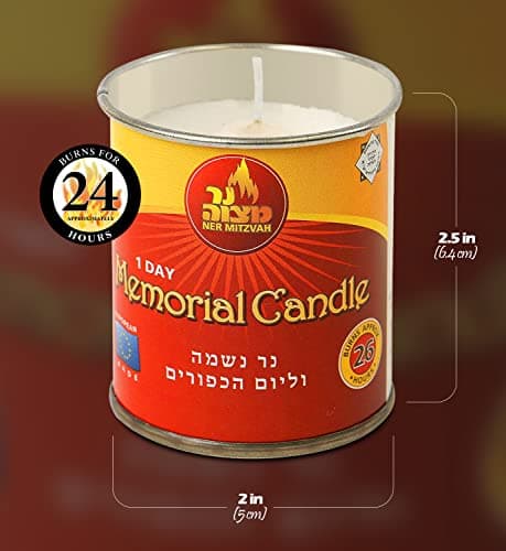 Ner Mitzvah 1 Day Yartzeit Candle, 6 Pack, 24 Hour Kosher Tin Cup Holder