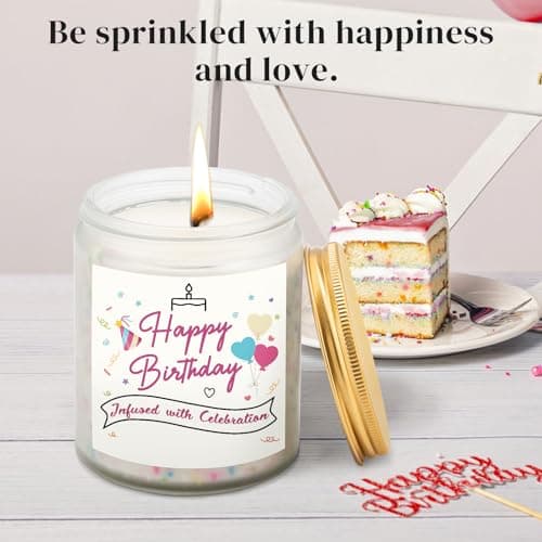 7 oz Vanilla Soy Wax Sprinkles Candle, Best Friend Birthday Gift for Women