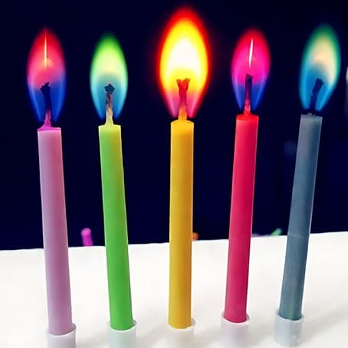 Gorgeous 12pcs Happy Birthday Candles for Cake, Colorful Flame Holders Included