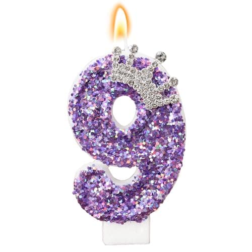 Blue Birthday Candle Crown Sequins Cake Decor for Anniversaries