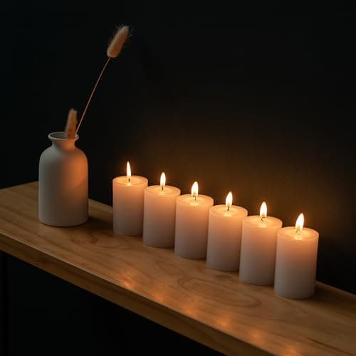 Housecret 50 Pack 2 x 3 White Pillar Candles - Hand Poured Gifts for Weddings, Birthdays, and Holidays