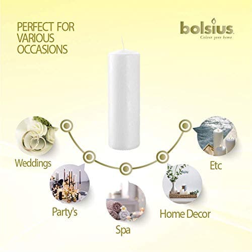 BOLSIUS White Pillar Candle - 115 Hours Burn Time, Premium Quality