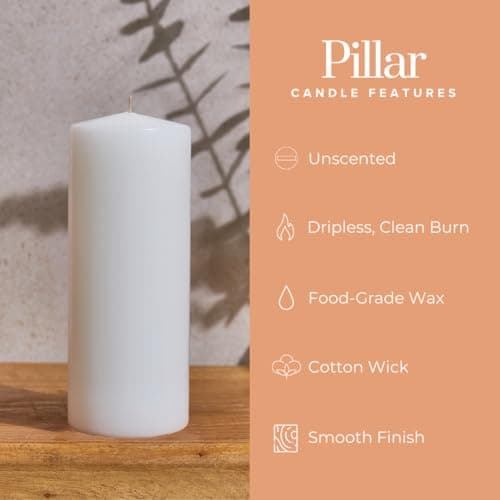 Simply Soson White Pillar Candles, Set of 6, 2.5x6 Inch