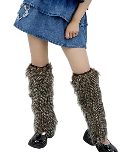 Solyinne Faux Fur Leg Warmers for Women Party Accessory Set