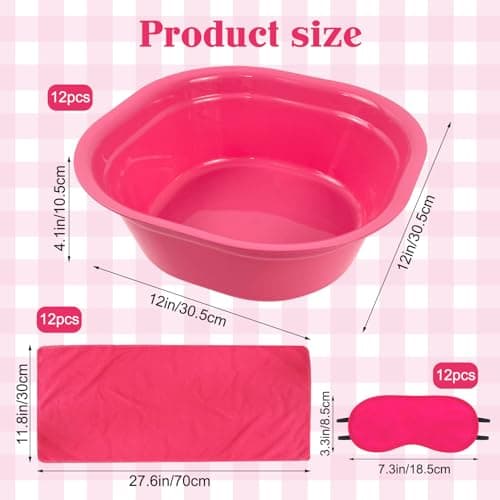 Kids Spa Party Kit for Girls: Foot Tub, Hand Towels, Eye Masks - Set of 36 (Rose)