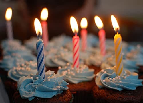 By The Cup Pink, White, Blue, Yellow Birthday Candles (Pack of 144)