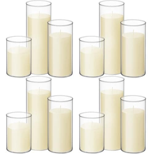 Shihanee Set of 12 Clear Glass Cylinder Candle Holders for Pillars Weddings