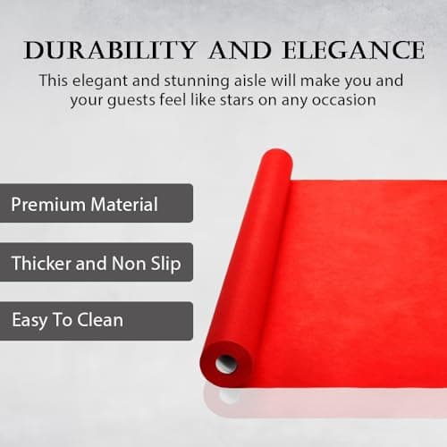 Disposable Red Carpet Runner for Events, 50 x 3 Feet