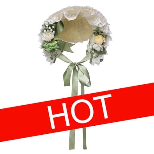 COSDREAMER Lace Flowers Victorian Bonnets for Girls & Women