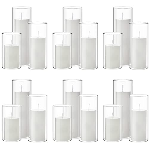 Shihanee 36 Pcs Pillar Candles and Glass Cylinder Vases for Wedding Centerpieces