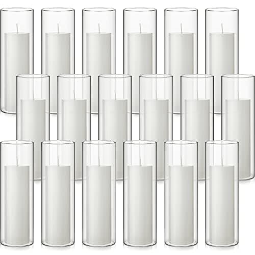 Slim Pillar Candles and Glass Holders for Home Decor, Wedding Centerpieces