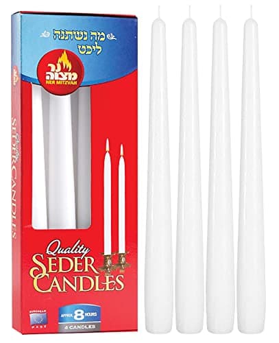 Passover Seder Candles - 8 Hour Burn Time - European Made - Pack of 4 Taper Candles
