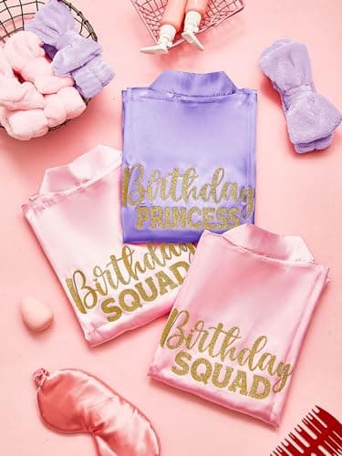 Sintuff 24 Pcs Kids Spa Party Supplies: 6 Robes, 6 Tote Bags, 6 Headbands, 6 Masks for Girls