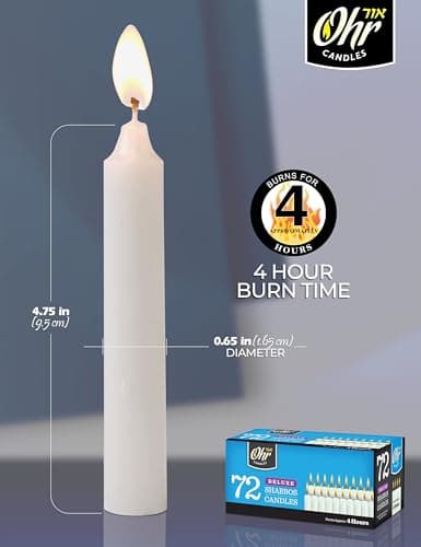 Ohr 4 Hour Ner Mitzvah Shabbat Candles - 72 Count