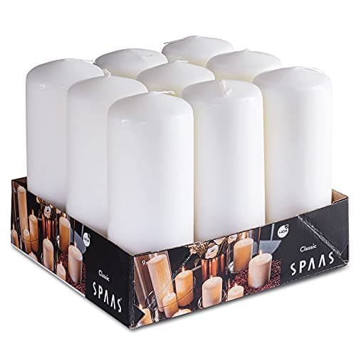 9 Pack 6 Inch White Dripless Pillar Candles for Home Décor