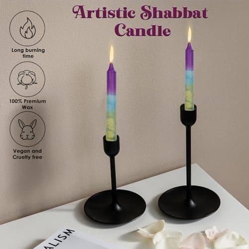 Safed 12-Pack Harmony Violet Shabbat Candles - Dripless & Traditional (SC-SHHR-V)