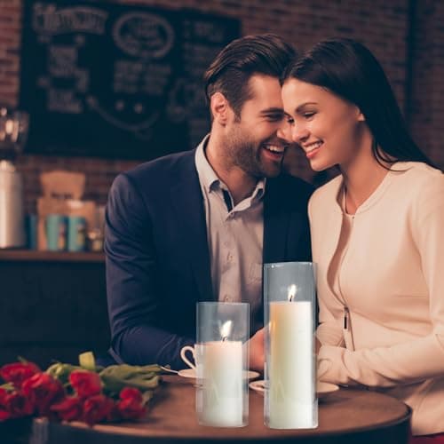 Wedding Pillar Candles and Glass Cylinder Vases Set