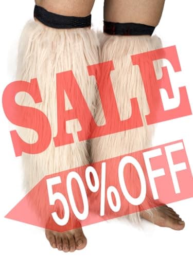 Dionysia Fuzzy Faux Fur Leg Warmers, Long Boots Cuff Cover, Elastic, 18"