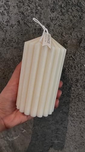 Roman Column Ribbed Pillar Candle Set, Scented Soy Wax, Hand-Poured