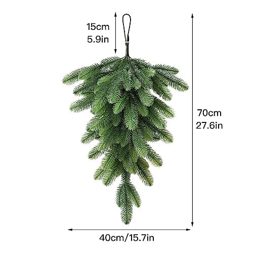 27.6 Inch Green Pine Needles Teardrop Swag Garland