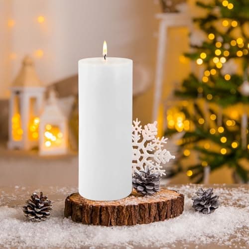 2 Pack 3x8 Soy Pillar Candles, Unscented & Smokeless
