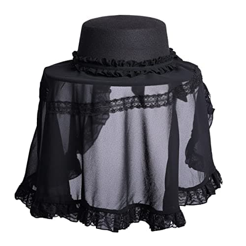 COSDREAMER Gothic Victorian Hat in White & Black Lace