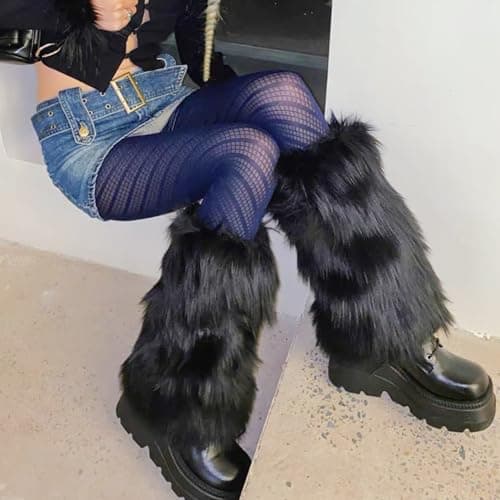 Zando Women's Soft Fur Leg Warmers Fluffy Boot Cuffs for Winter