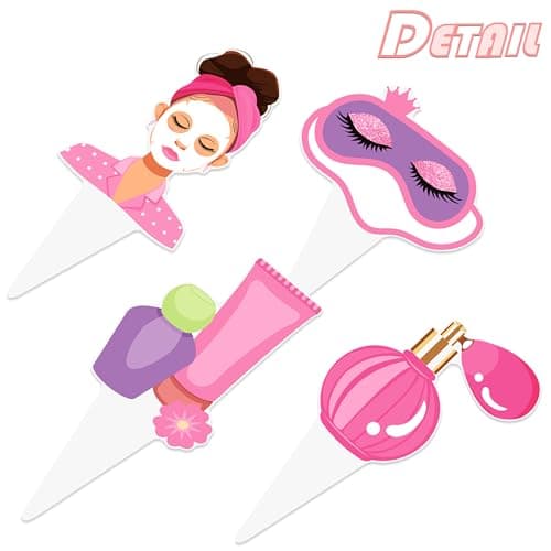 Spa Cupcake Toppers 48PCS Eye Mask Decorations for Makeup Parties