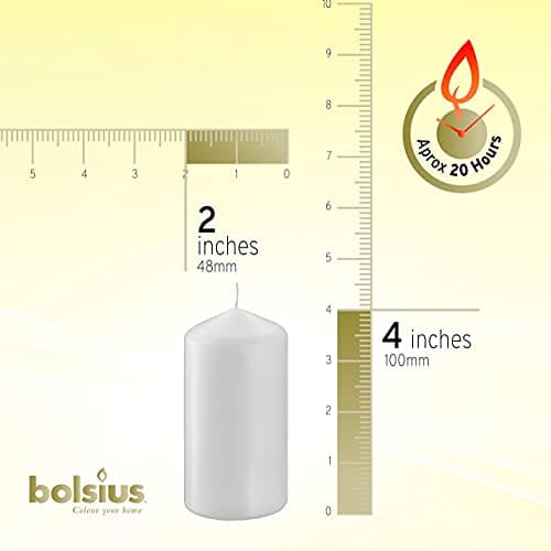 BOLSIUS 4 Pack 2x4 White Pillar Candles - Premium Quality, 20hr Burn Time