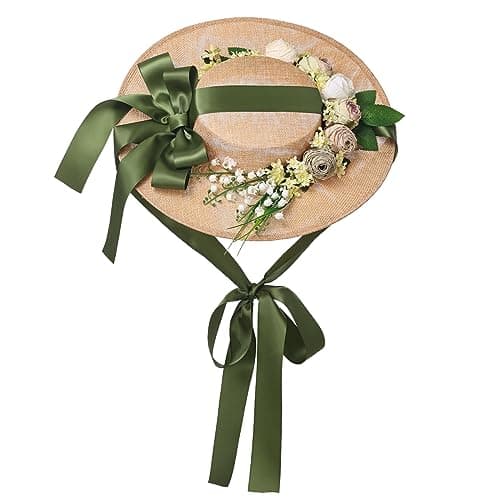 COSDREAMER Victorian Floral Flat Hat for Women and Girls