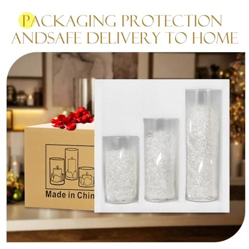 Bulk White Pillar Candles with Glass for Weddings - Set of 24